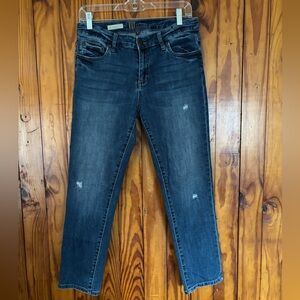 Kut from the Kloth Dark Blue Distressed Katy Straight Leg Jeans